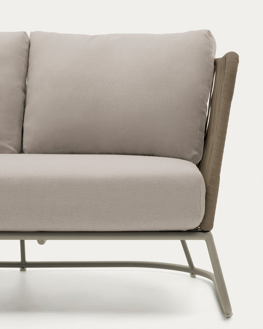 Sofá 3 plazas de exterior Saconca de cuerda y acero galvanizado beige 189 cm