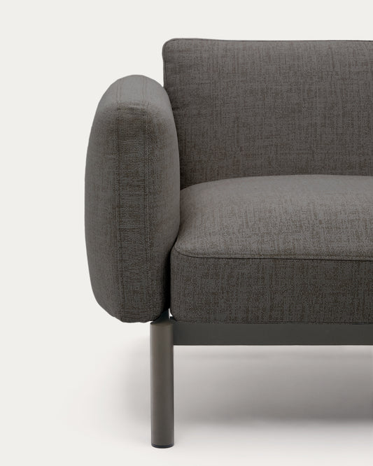 Sofà modular d'exterior Sorells 2 places amb entapissat gris i alumini gris 171 cm
