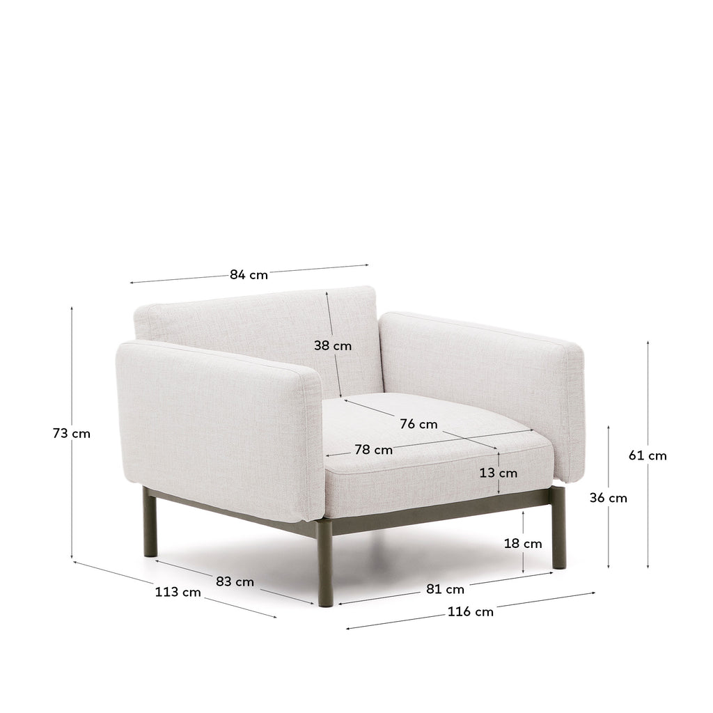 Fauteuil modulable d’extérieur Sorells beige et aluminium vert