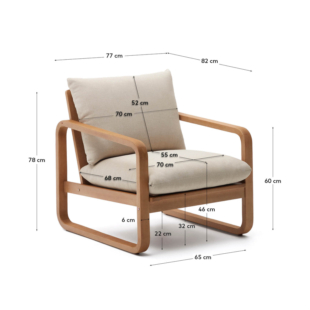 Sillón Sacaleta de madera maciza de eucalipto FSC 100%