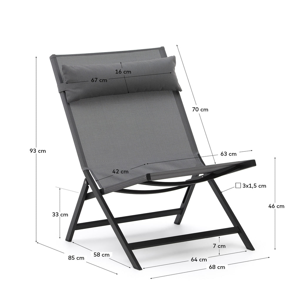 Butaca plegable Canutells d'alumini amb acabat gris fosc