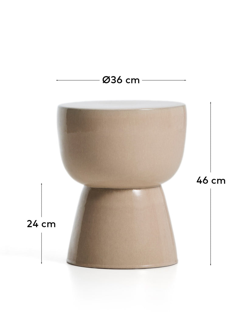 Taula auxiliar exterior Mesquida de ceràmica amb acabat cru esmaltat Ø 36 cm