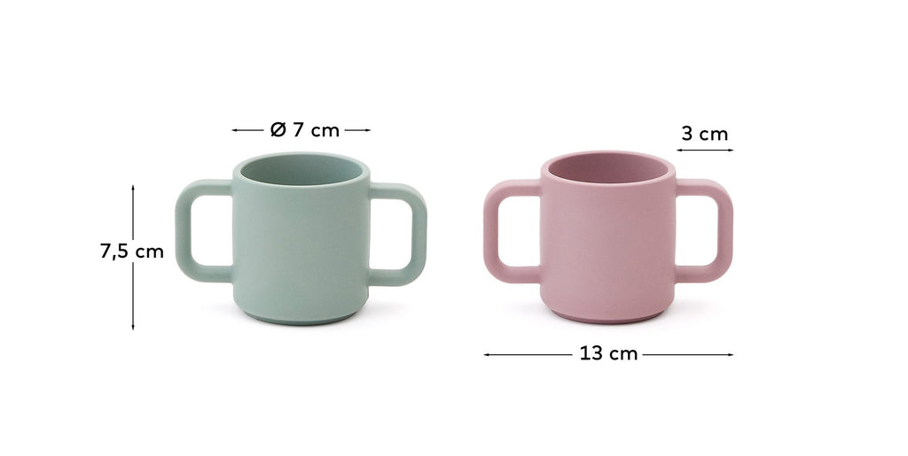 Set Lili de 2 tasses de silicona rosa i turquesa