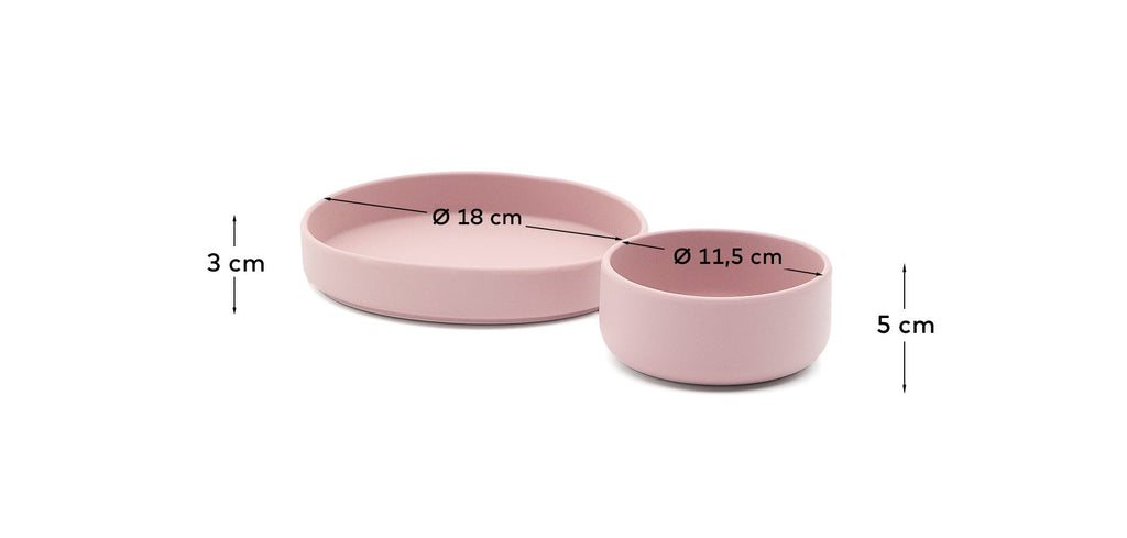 Set Lili de plat i bol de silicona rosa