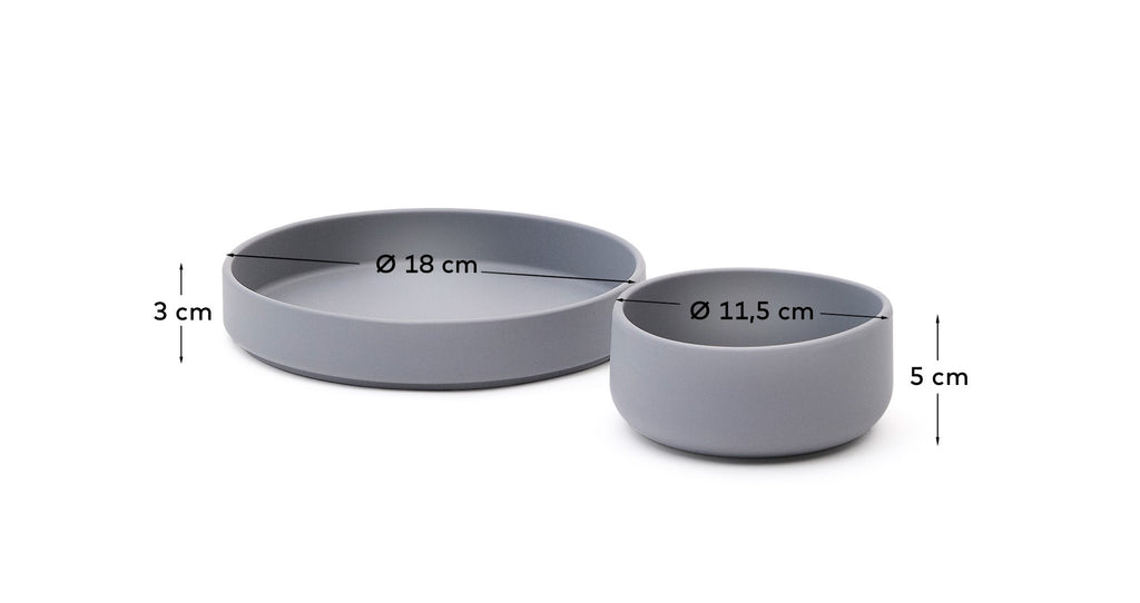 Set Lili de plat i bol de silicona blava