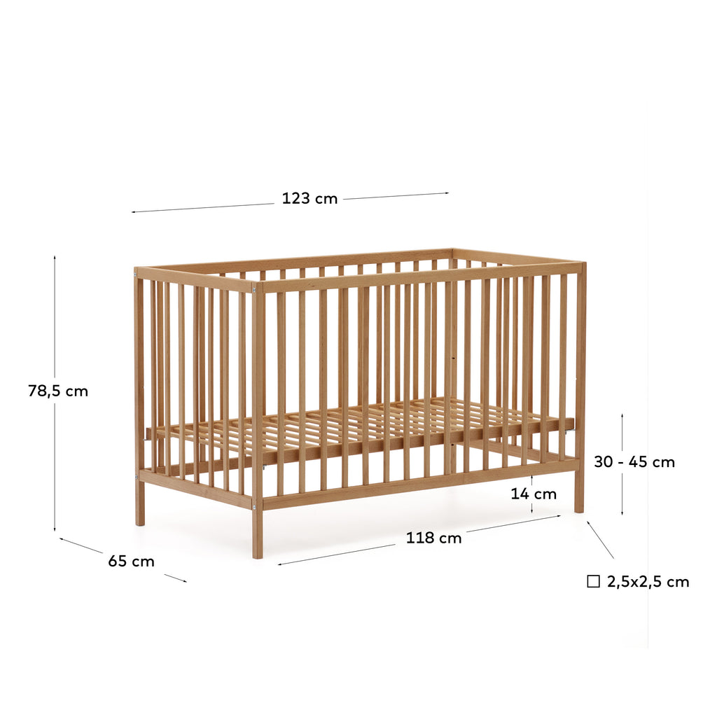 Cuna Shantal de madera maciza de haya acabado natural 60 x 120 cm