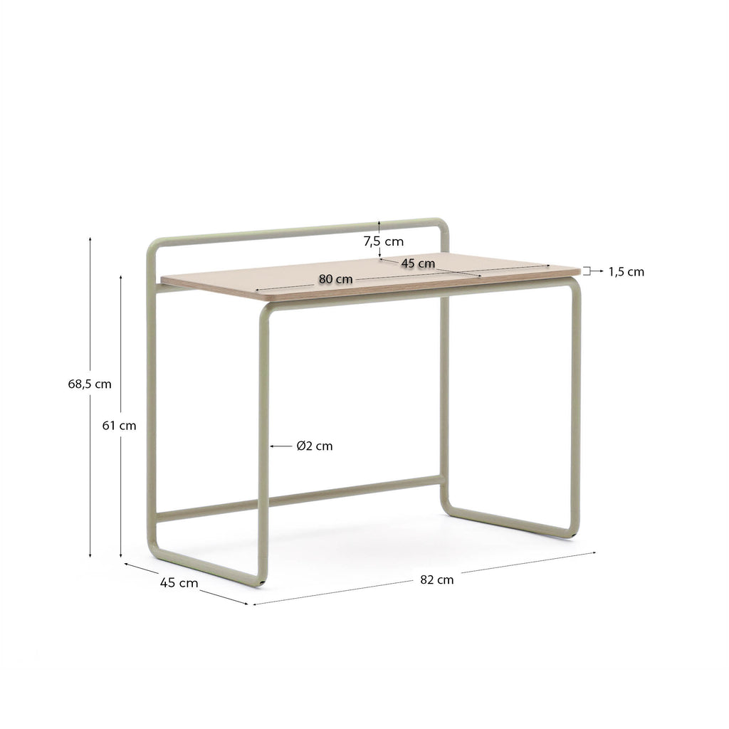 Bureau Tinn en placage de frêne et structure en métal beige 82 x 45 cm