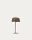 Lámpara de mesa solar para exterior Aldet de cuerda jaspeada beige y pie de metal beige