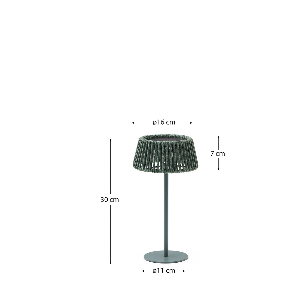 Lámpara de mesa solar para exterior Aldete de cuerda turquesa