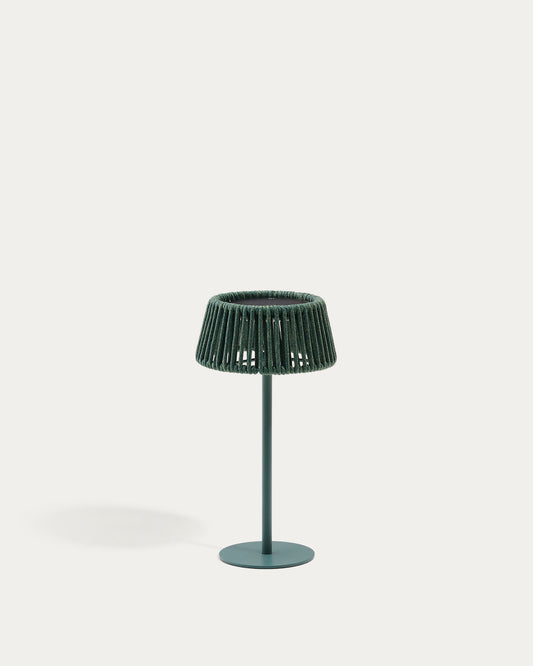 Lámpara de mesa solar para exterior Aldet de cuerda turquesa