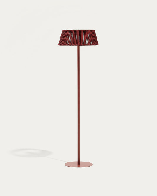 Lámpara de pie solar para exterior Aldet de cuerda jaspeada terracota y pie de metal terracota Ø46 cm