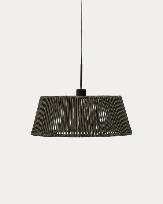 Pantalla para lámpara de techo Aldet de cuerda jaspeada negro y verde Ø46 cm