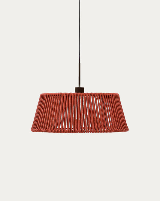 Pantalla para lámpara de techo Aldet de cuerda jaspeada terracota Ø46 cm