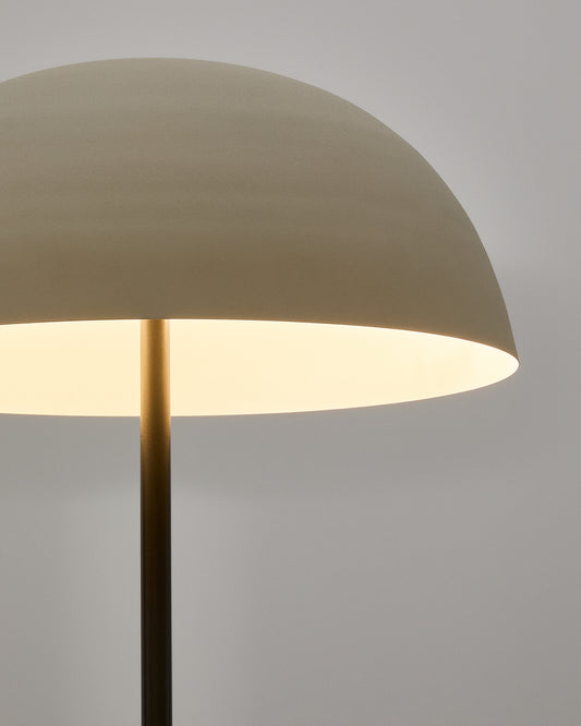 Lámpara de pie Nibla de metal negro y pantalla con efecto arcilla blanca