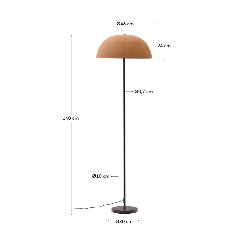 Llum de peu Nibla de metall negre i pantalla amb efecte terracota
