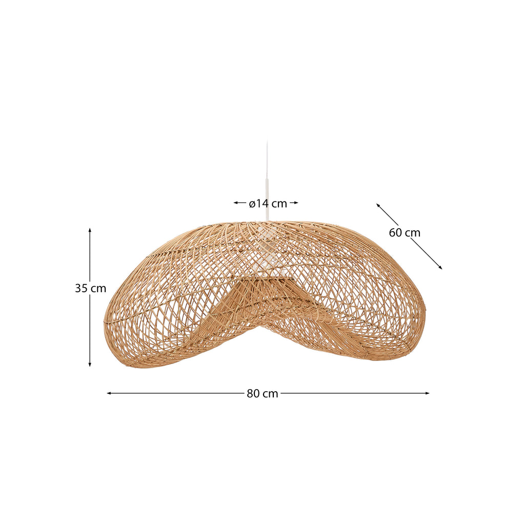 Pantalla per a llum de sostre Isora de rotang amb acabat en to natural 80 x 35 cm