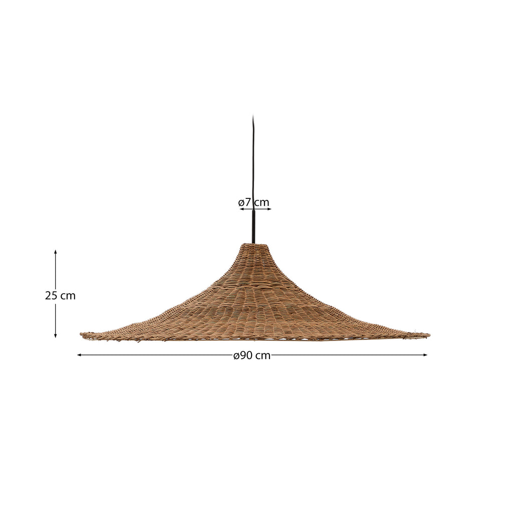 Pantalla per a llum de sostre Bladia de rotang amb acabat en to natural Ø90 cm