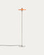 Lampadaire Nuvira en métal brossé gris clair avec abat-jour orange