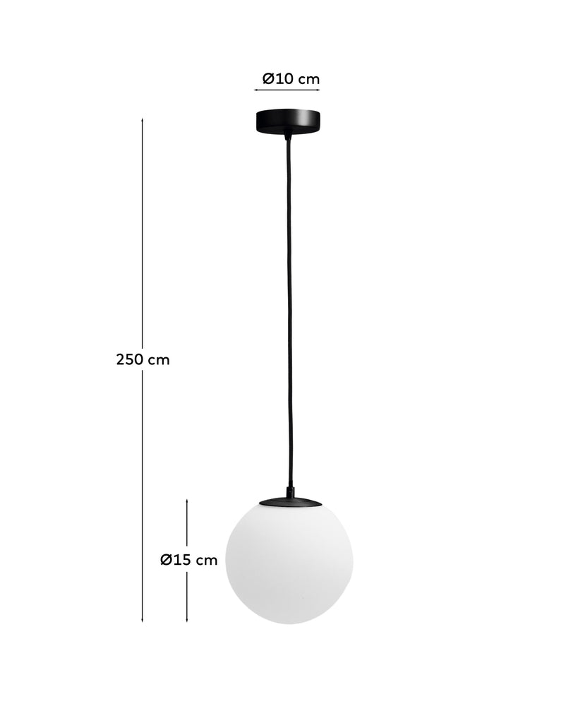 Llum de sostre Brisia de metall amb acabat negre i 1 bola de vidre glacejat de Ø15 cm