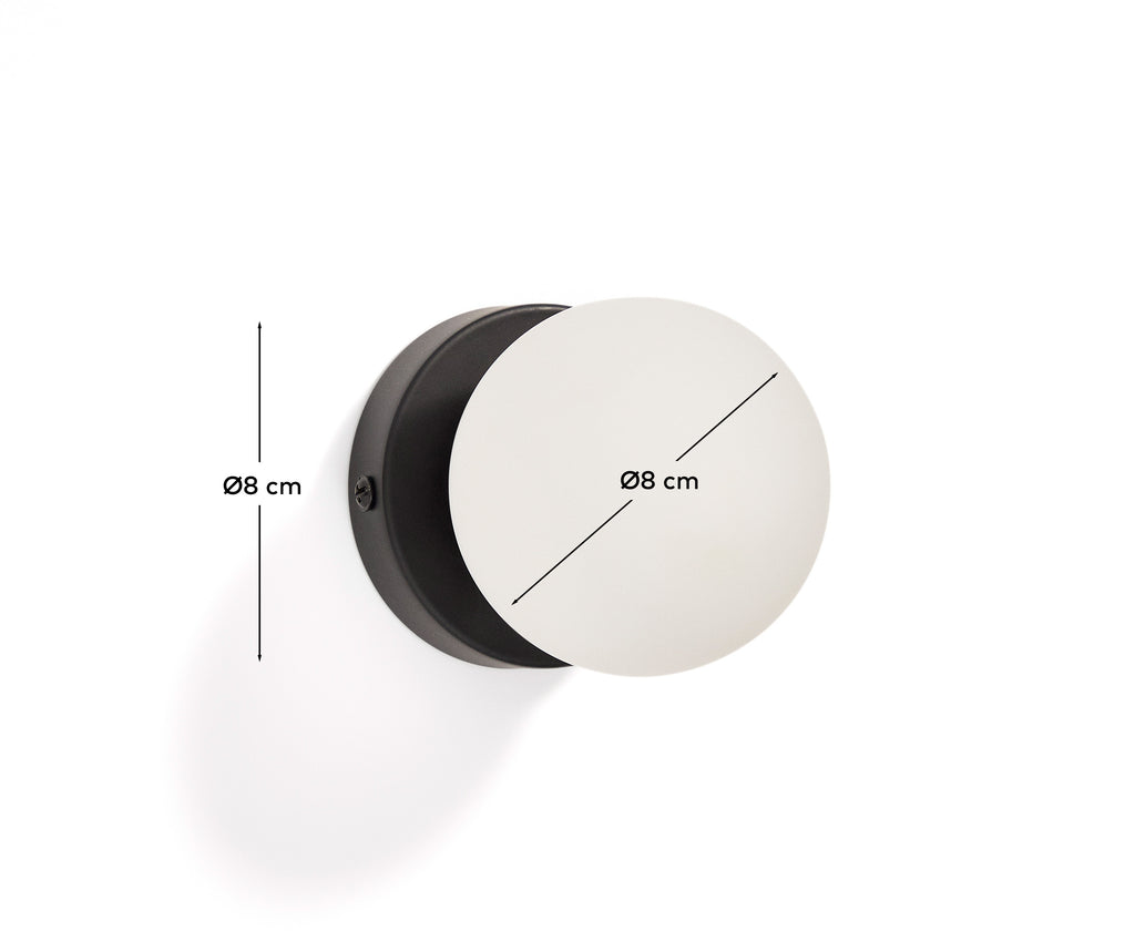 Aplic de paret Brisia de metall amb acabat negre i 1 bola de vidre glacejat de Ø8 cm