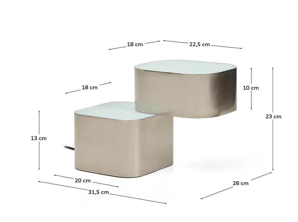 Llum de taula Tandan de metall gris amb acabat raspallat