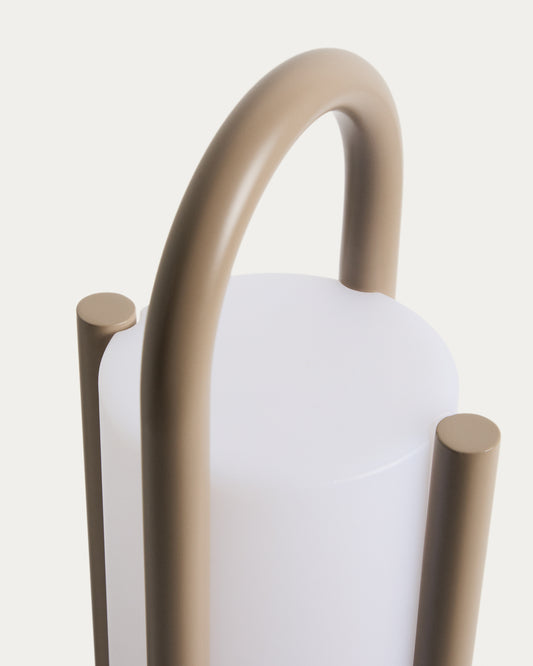 Grande lampe de table portable Leros en polyéthylène et acier taupe