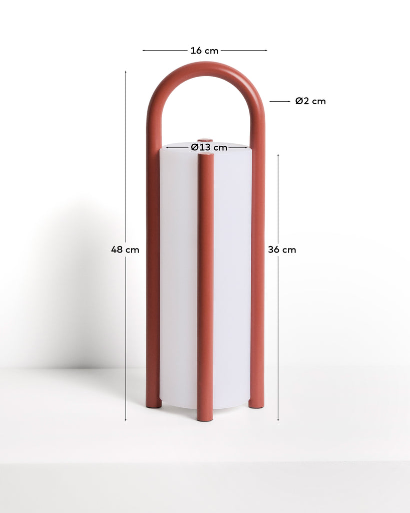 Llum de taula gran portàtil Leros de polietilè i acer terracota