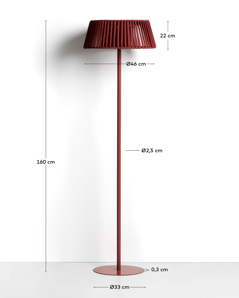 Llum de peu solar per a exterior Aldet de corda plana i peu de metall terracota Ø46 cm