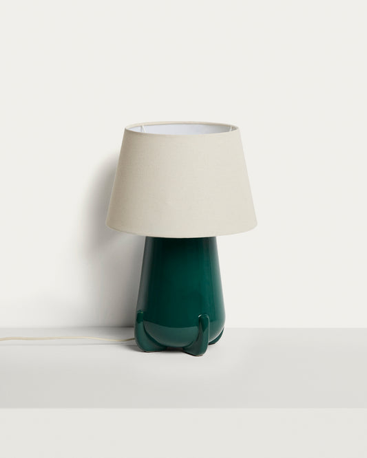 Llum de taula Odra de ceràmica verda amb acabat brillant
