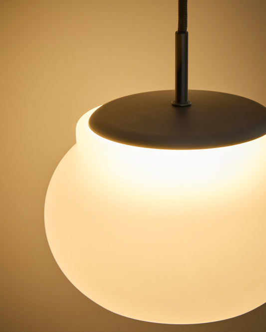 Llum de sostre LED Leruna de vidre glaçat i metall amb acabat galvanitzat Ø 20 cm
