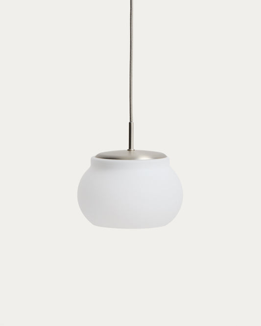 Llum de sostre LED Leruna de vidre glaçat i metall amb acabat galvanitzat Ø 20 cm