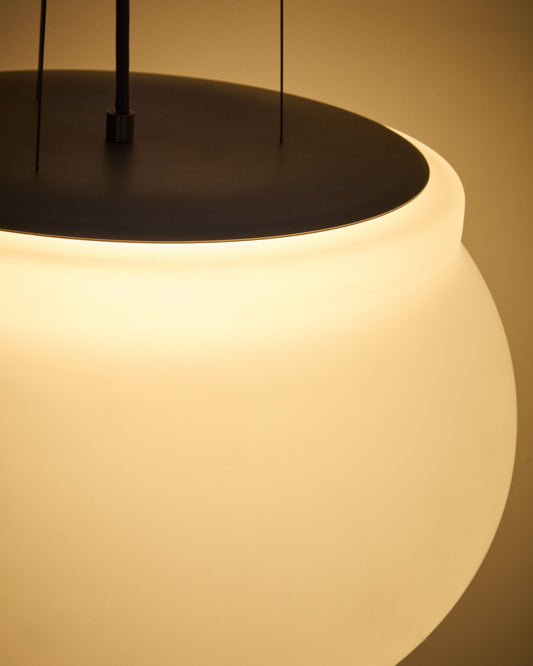 Llum de sostre LED Leruna de vidre glaçat i metall amb acabat galvanitzat Ø 40 cm
