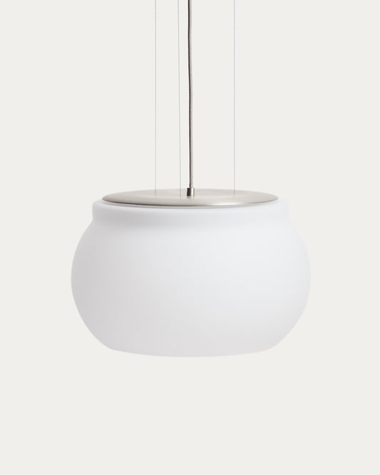 Llum de sostre LED Leruna de vidre glaçat i metall amb acabat galvanitzat Ø 40 cm