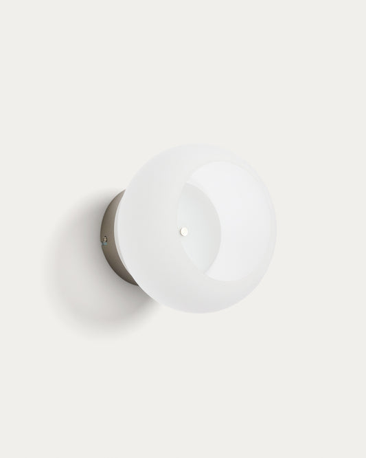 Aplic de paret LED Leruna de vidre glacejat i metall amb acabat galvanitzat Ø 20 cm