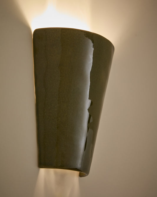 Aplic de paret Ceren de ceràmica verd 13 cm