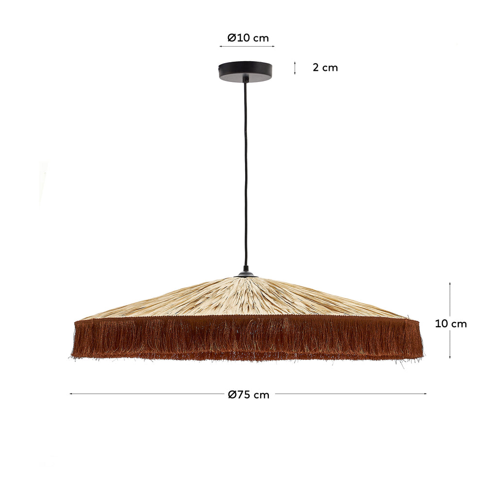 Lámpara de techo Pollensa de rafia natural y flecos terracota Ø 75 cm