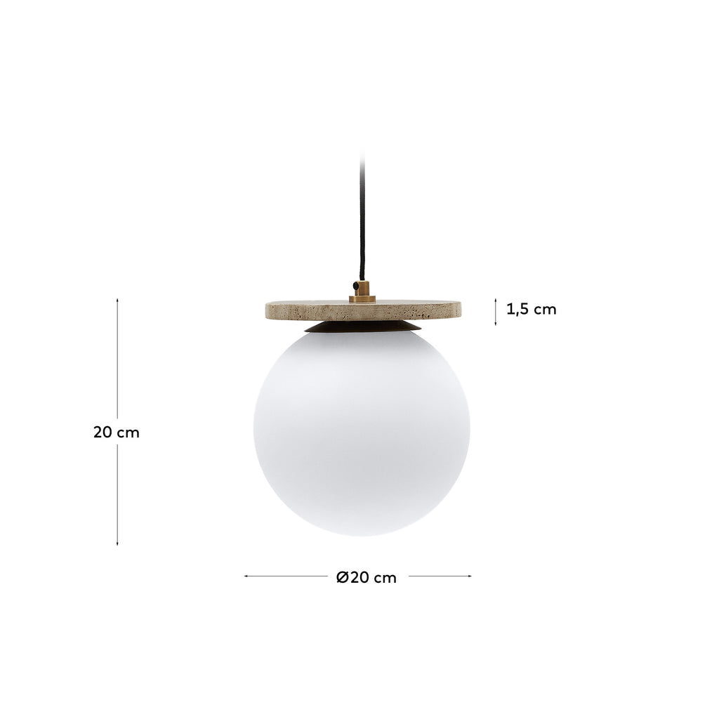 Plafonnier  Malachi en verre émaillé et pierre de travertin 