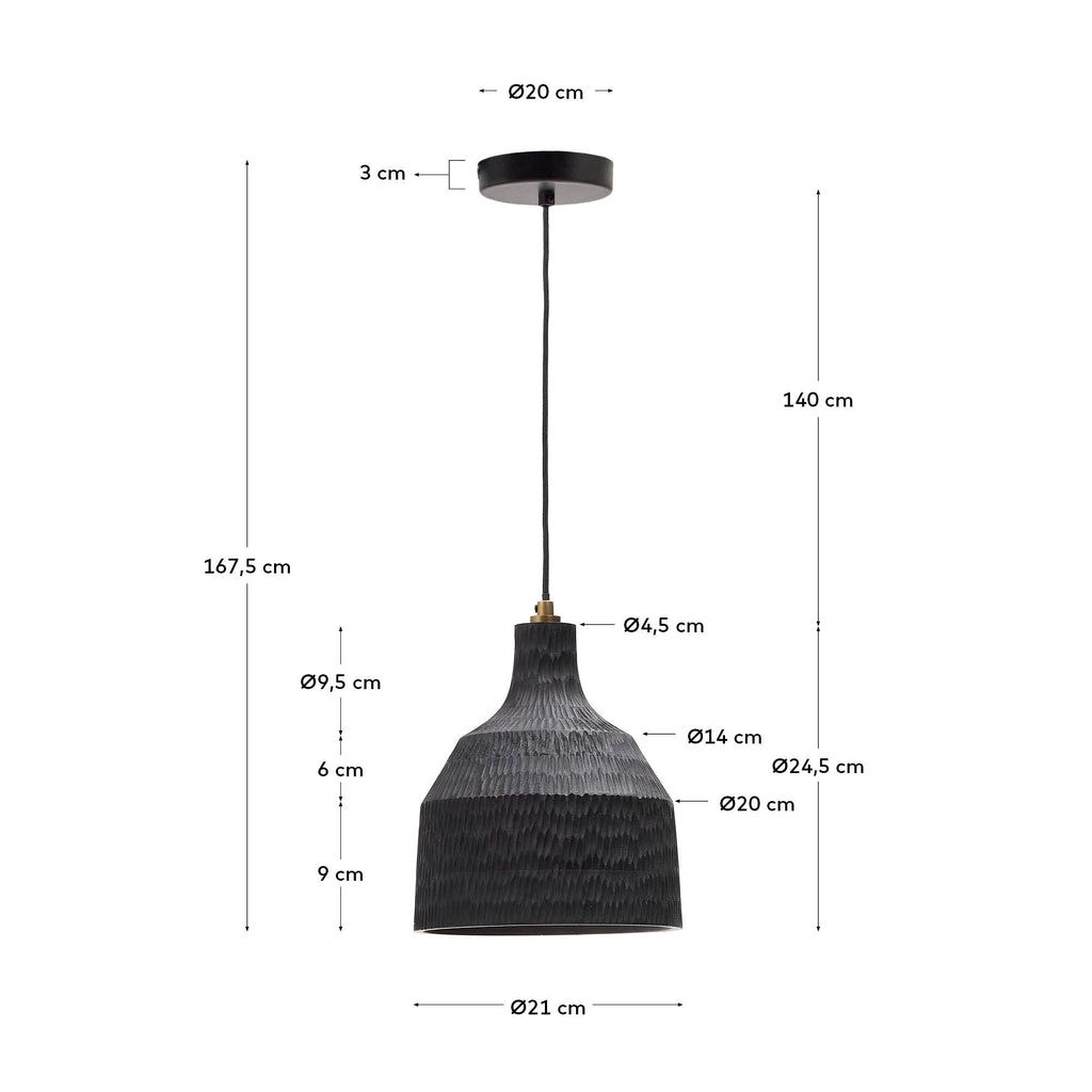 Lámpara de techo Amire de madera con acabado negro Ø 21 cm