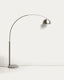 Lampadaire Madali en acier avec finition brossée argentée et marbre blanc