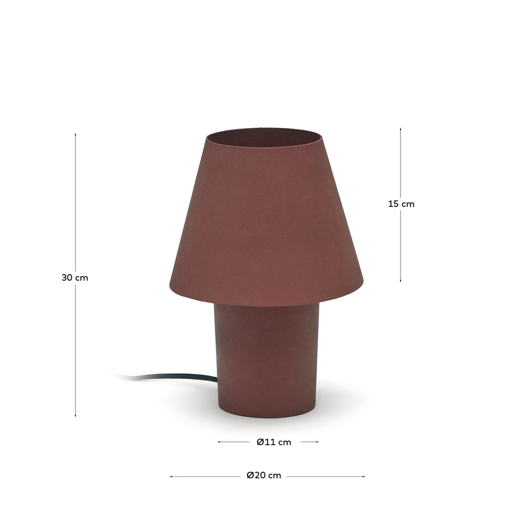 Llum de taula Canapost de metall amb acabat pintat terracota