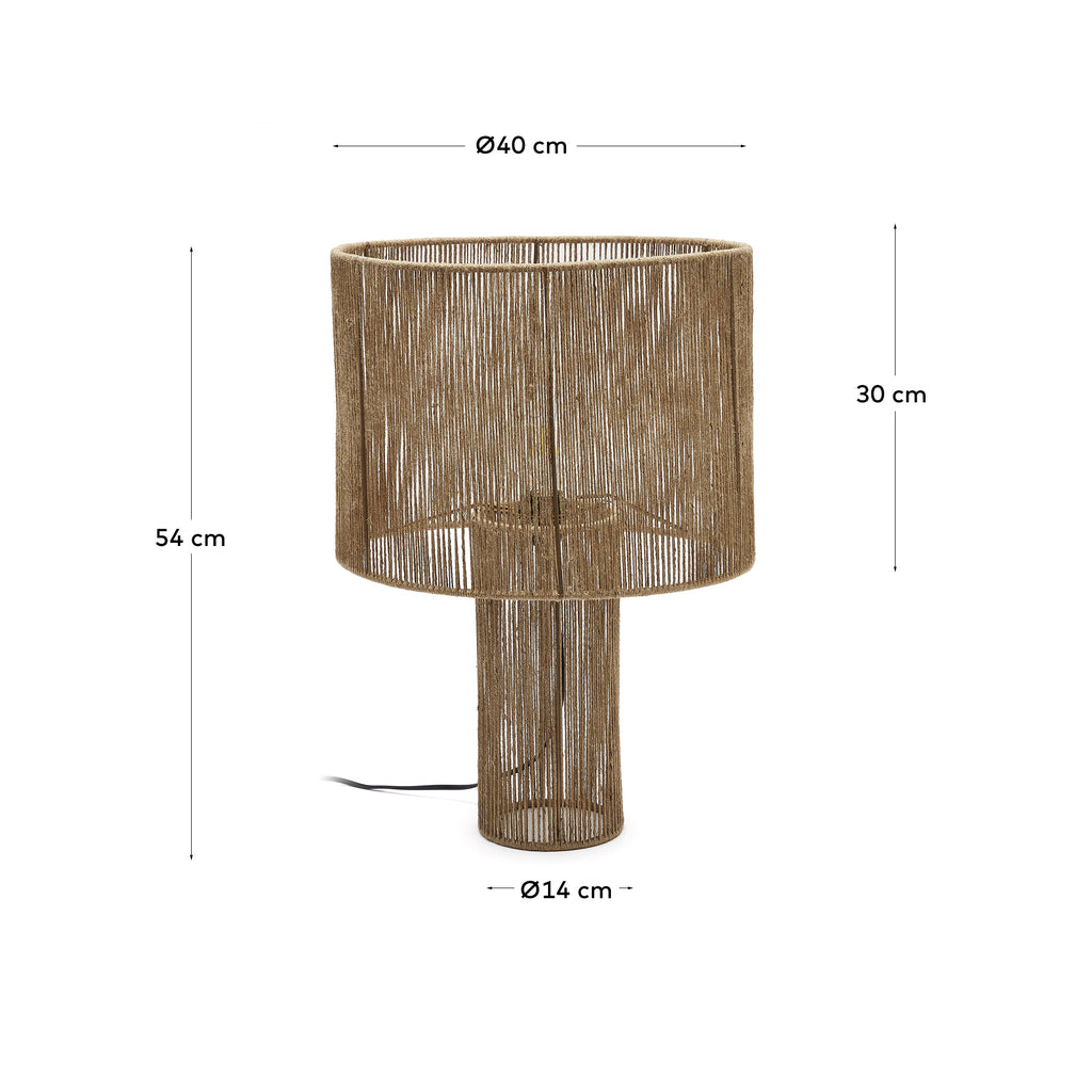 Lámpara de mesa Pontos de yute con acabado natural