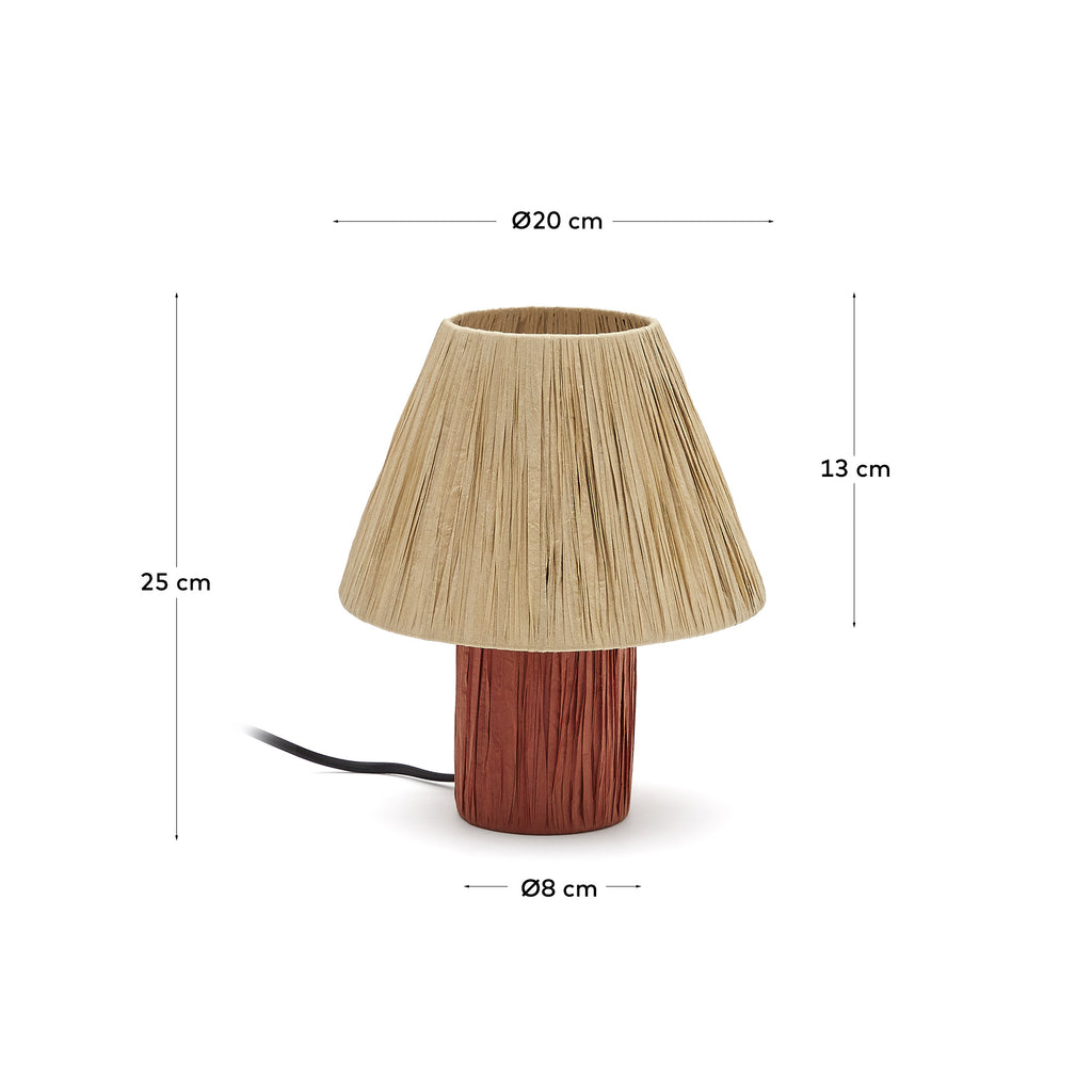 Lampe de table Pulmi en raphia naturel et terracotta