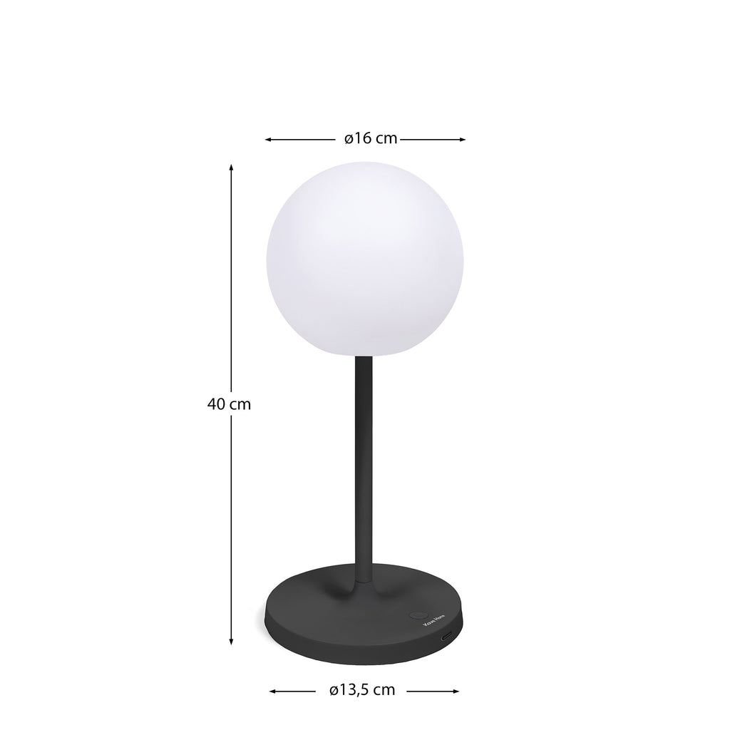 Llum de taula d'exterior Dinesh d'alumini negre 40 cm