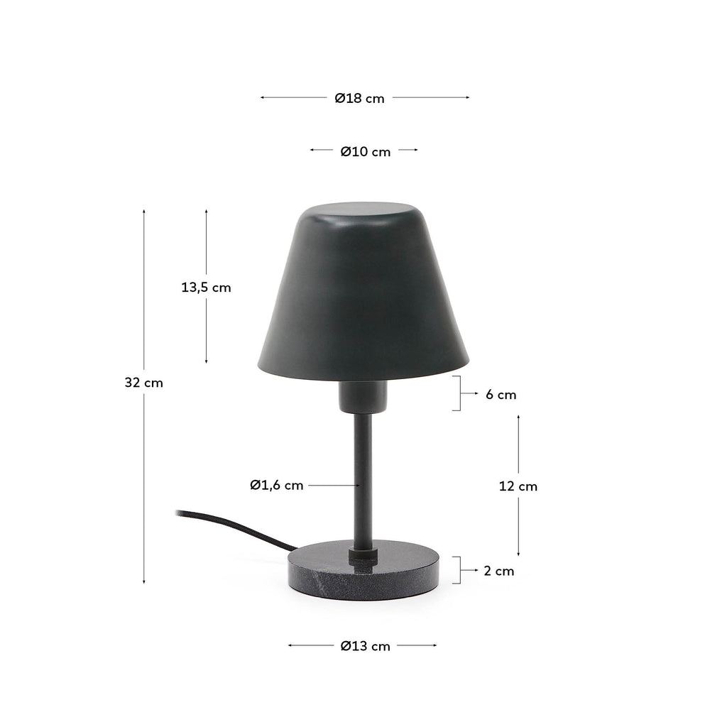 Lámpara de mesa Calina de metal verde y mármol negro