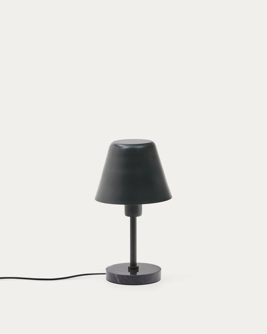 Lámpara de mesa Calina de metal verde y mármol negro
