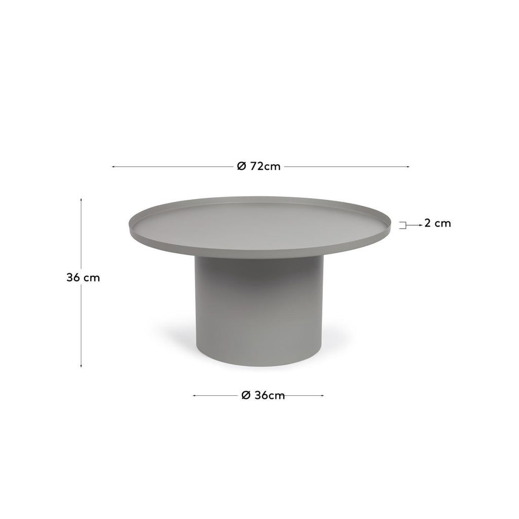 Table d'appoint ronde Fleksa en métal gris Ø 72cm