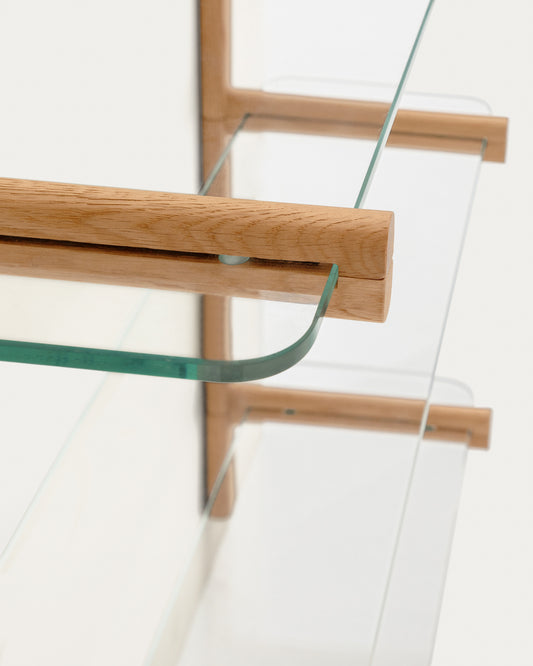 Prestatgeria modular Sitra 1 balda de vidre i fusta massissa roure 110 cm FSC Mix Credit