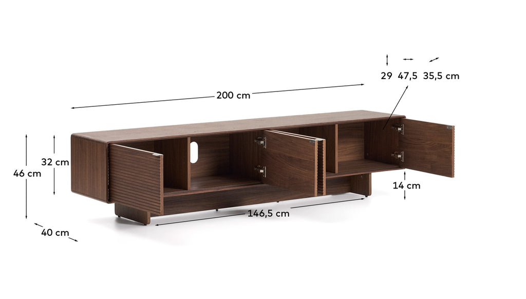 Moble TV Norlen 4 portes de xapa de noguera FSC Mix Credit 200 x 46 cm