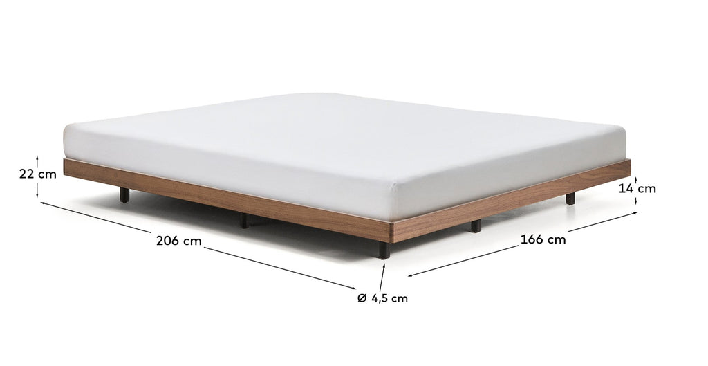 Base Norlen en placage de noyer avec finition foncée pour matelas de 160 x 200 cm FSC Mix Credit
