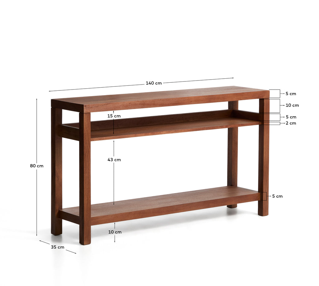Consola Norani de fusta massissa i xapa d’acàcia 140 x 80 cm